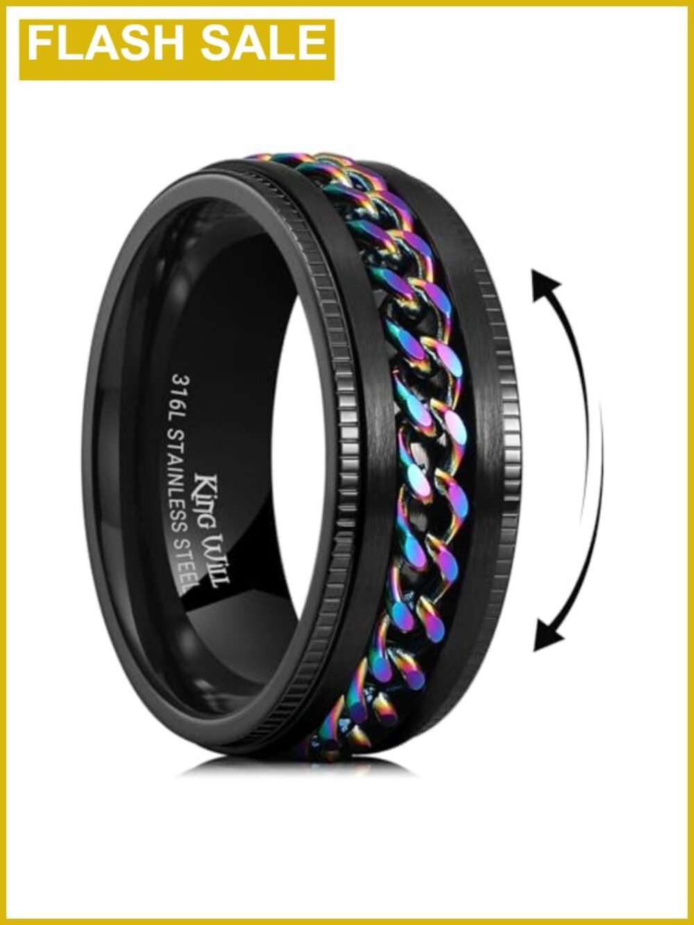 316L Stainless Steel Spinner Ring Fidget Anxiety Relief Band